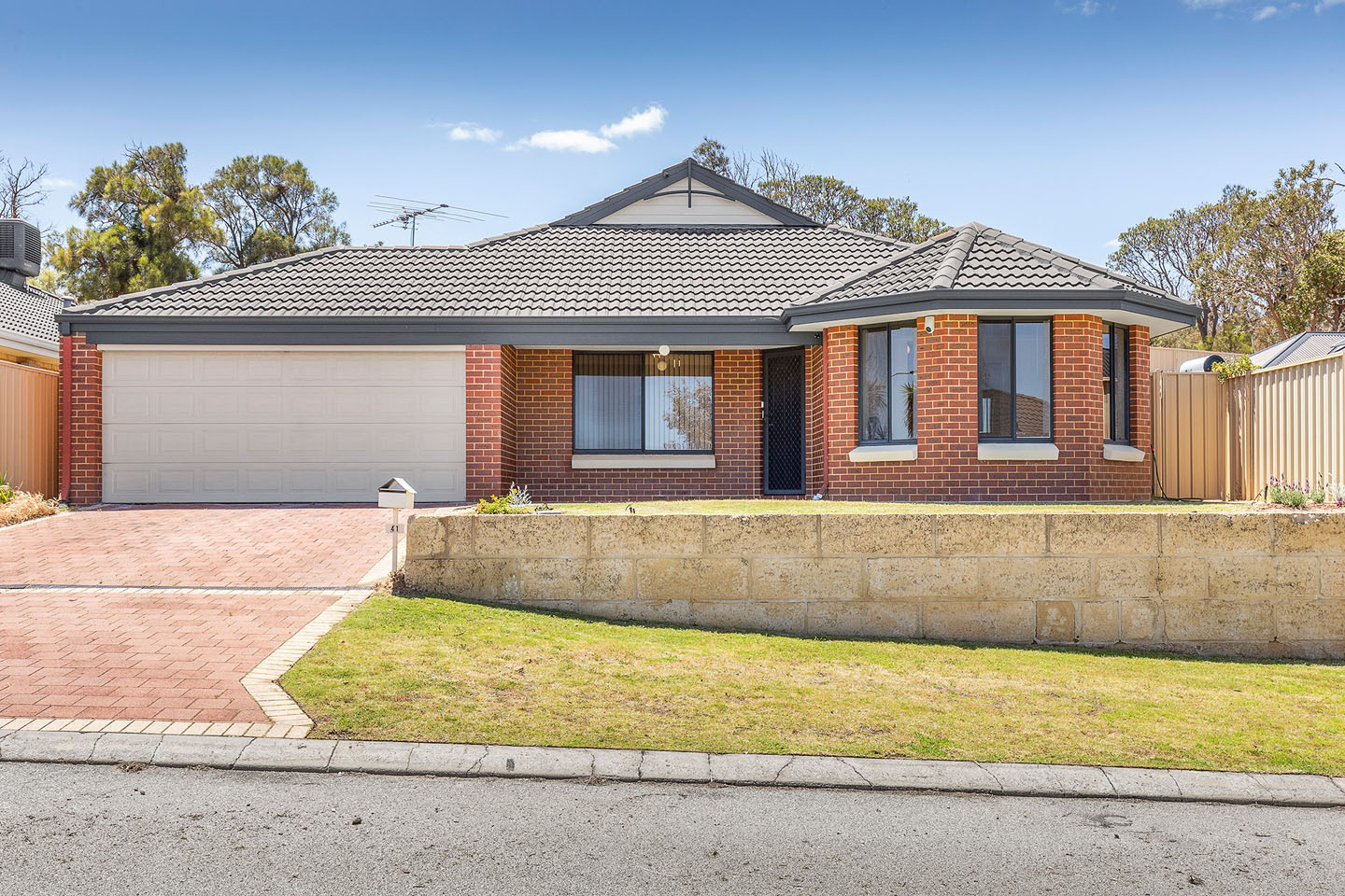 Modern brick house with two-car garage